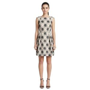 Carmen Marc Valvo Sleeveless Cocktail Dress 2 Fit & Flare Tan Black Old Money